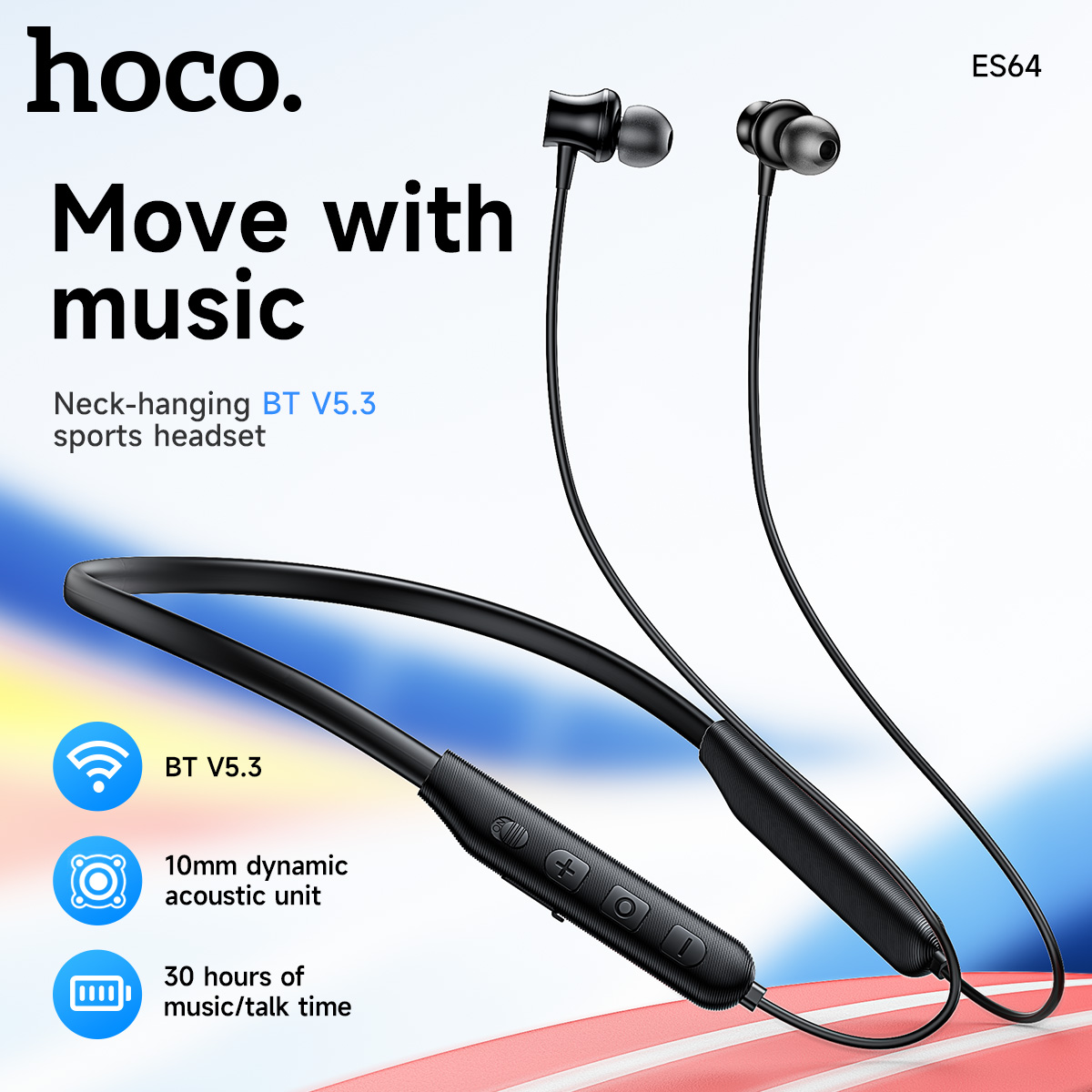 Magnetic Neckband Sports Earphones - HOCO Earphone Bluetooth 5.3 Nirkabel dengan
