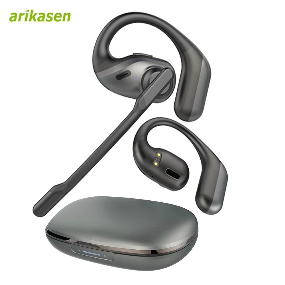 Bone Conduction Running Headphones - Headset Bluetooth, Headset Nirkabel dengan Mikrofon,