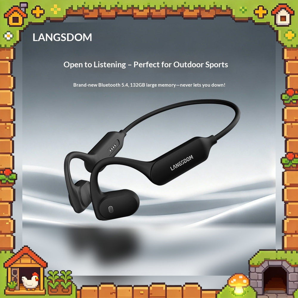 Bone Conduction Running Headphones - LANGSDOM AirWave, Headphone Bluetooth dengan Desain