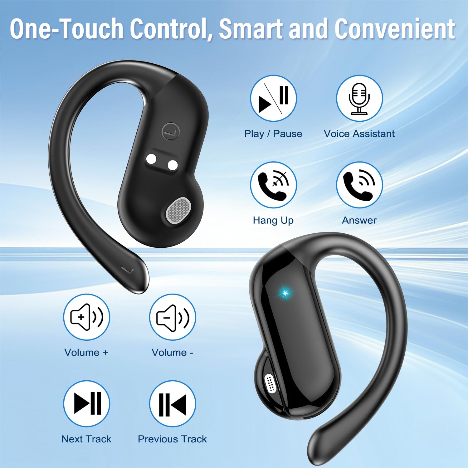 Type C Wired Earphones With Mic - Earbud Open-Ear 2026 Bluetooth 5.4 Headphone