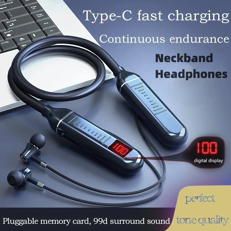Magnetic Neckband Sports Earphones - Earphone Bluetooth nirkabel headphone tali leher