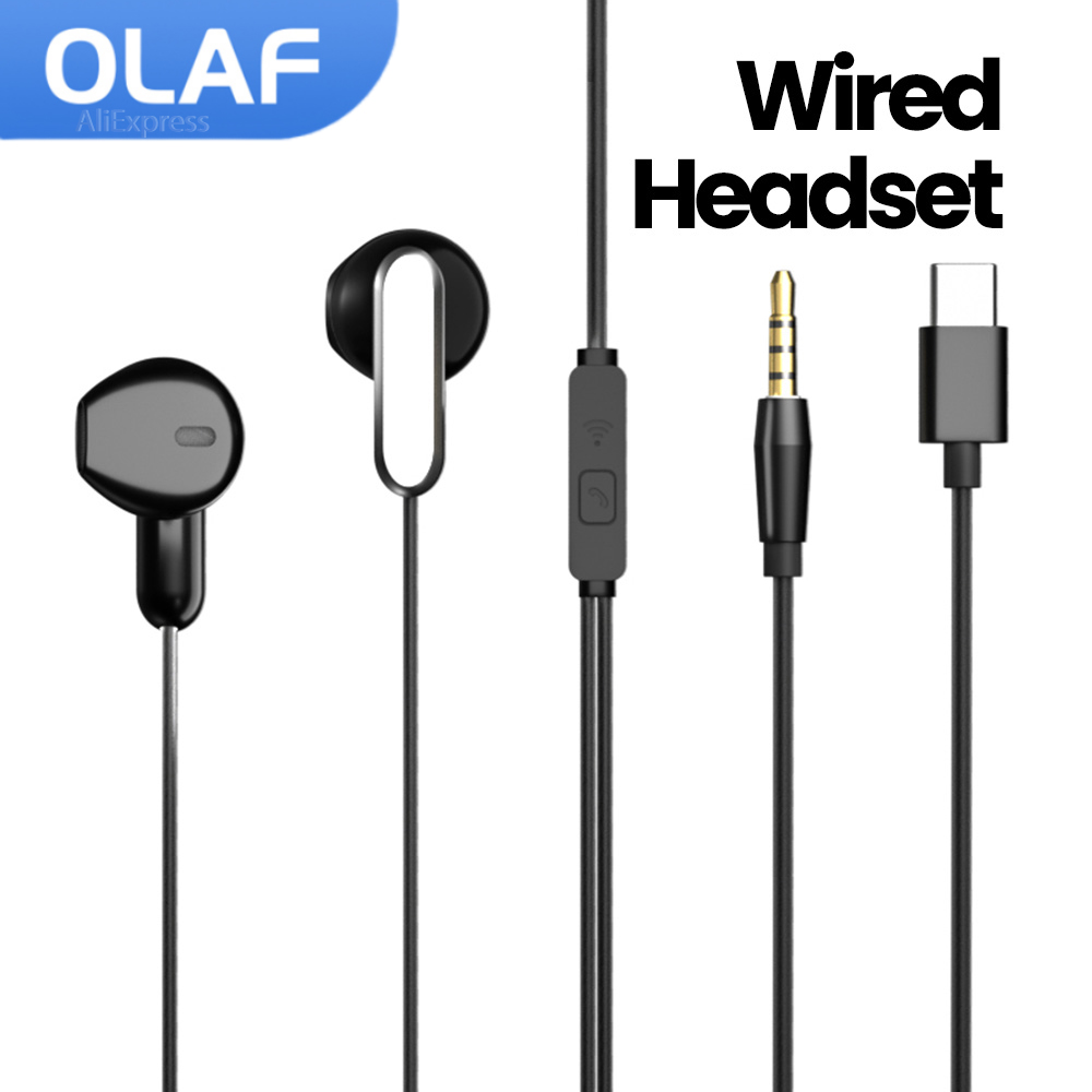 OLAF Headphone In-Ear Earbud B - Type C Wired Earphones With Mic ulasan dan harga