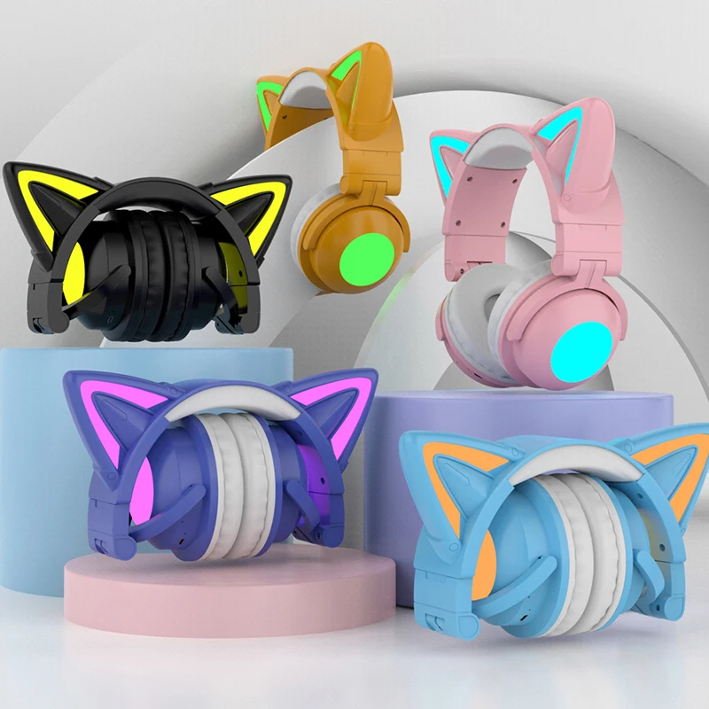 ZW068 Headphone Bluetooth Head - Cat Ear Bluetooth Headset Led ulasan dan harga