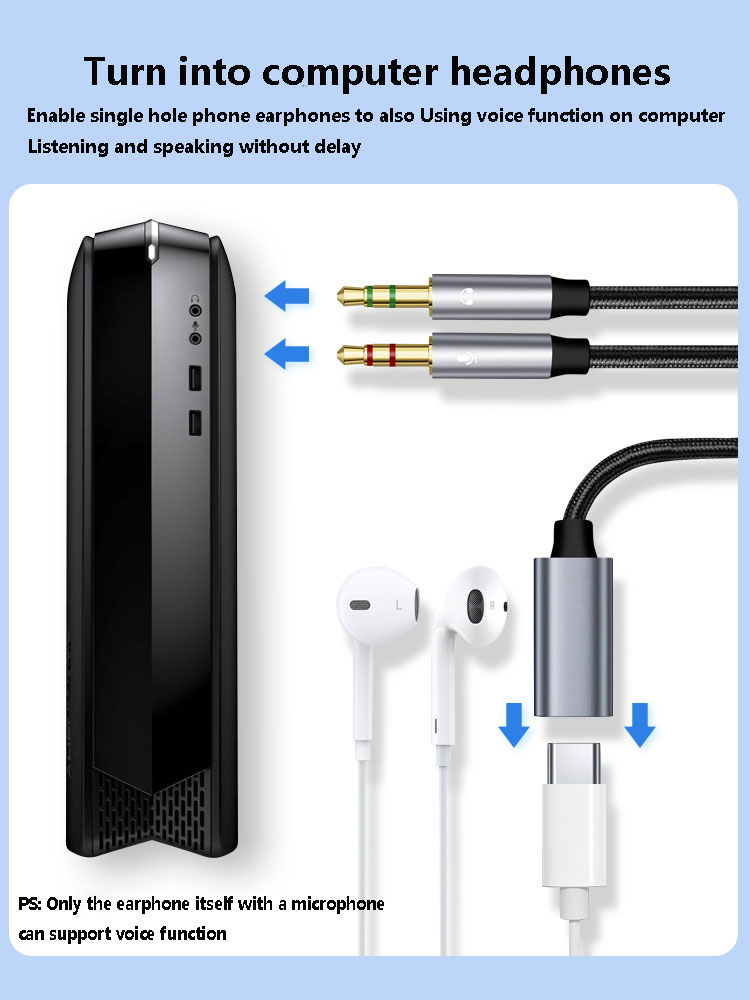 Adaptor Audio tipe-c Aux 3.5mm - Type C Wired Earphones With Mic ulasan dan harga